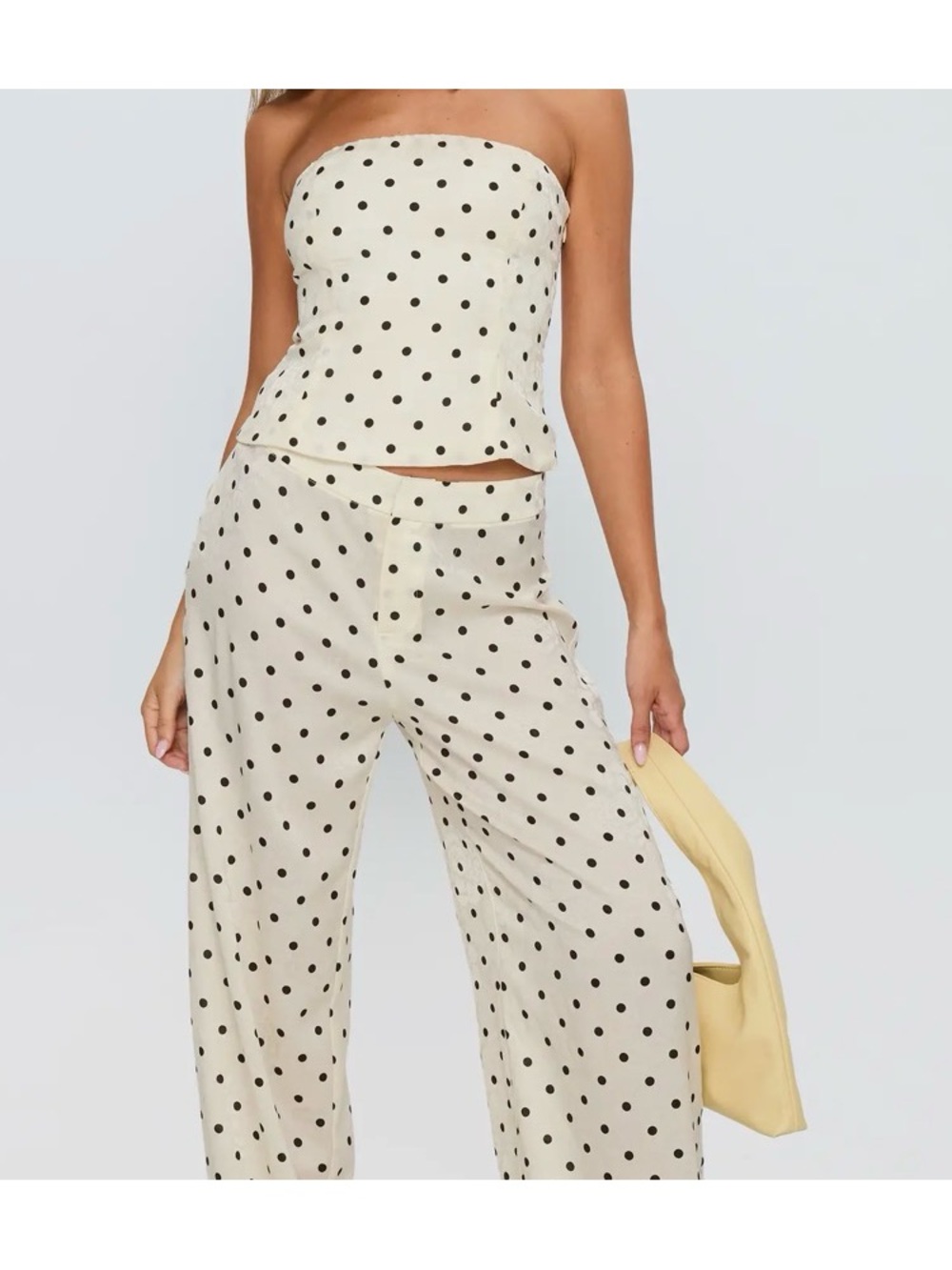Princess polly Strapless Polka Dot Two-Piece Jumpsuit - Cream & Black